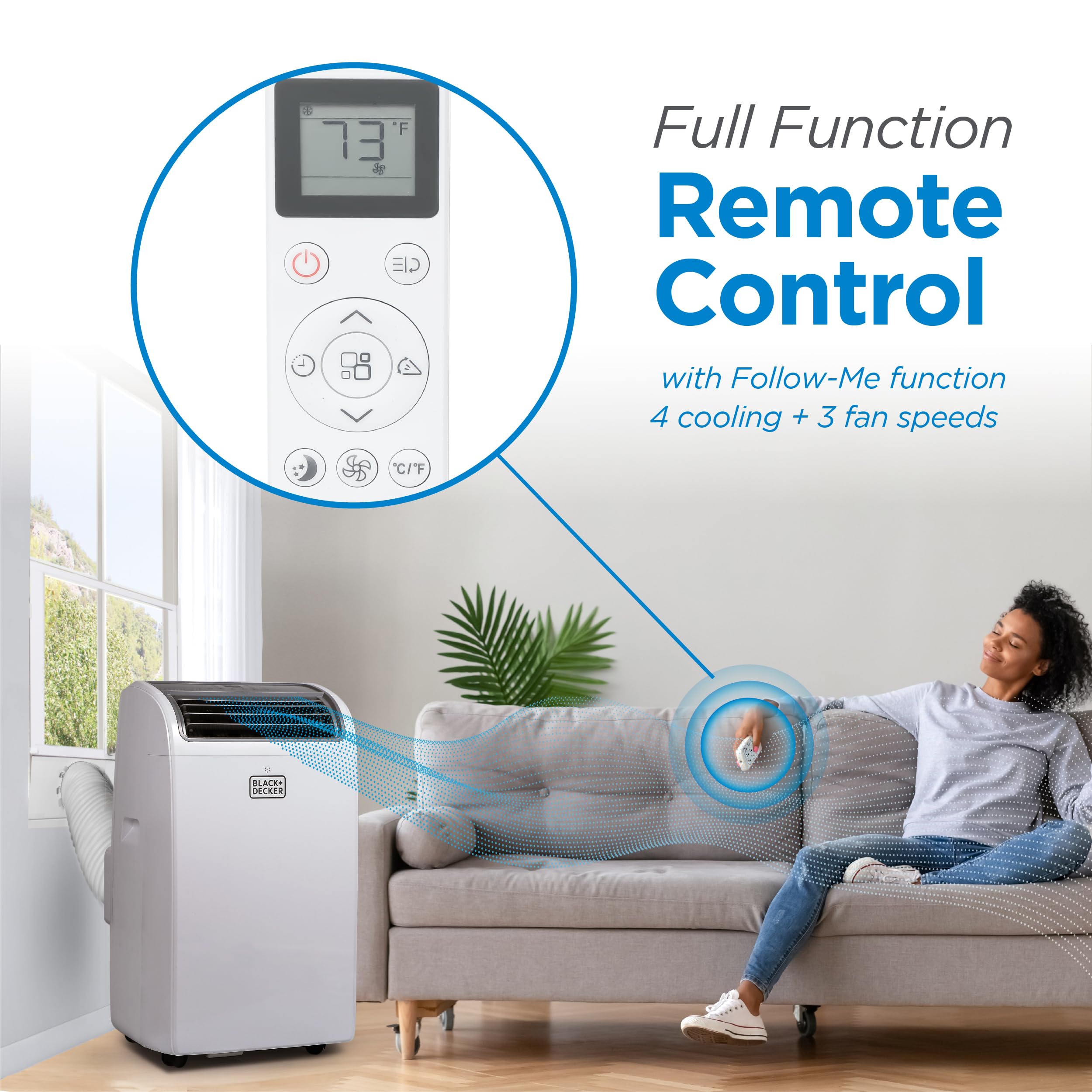 BLACK+DECKER Smart Portable Air Conditioner with Heat, 14,000 BTU, White