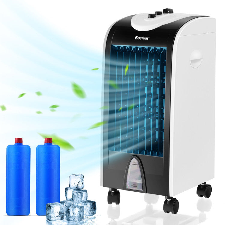 3-in-1 Portable Air Conditioner & Evaporative Air Cooler with Filter Knob for Indoor